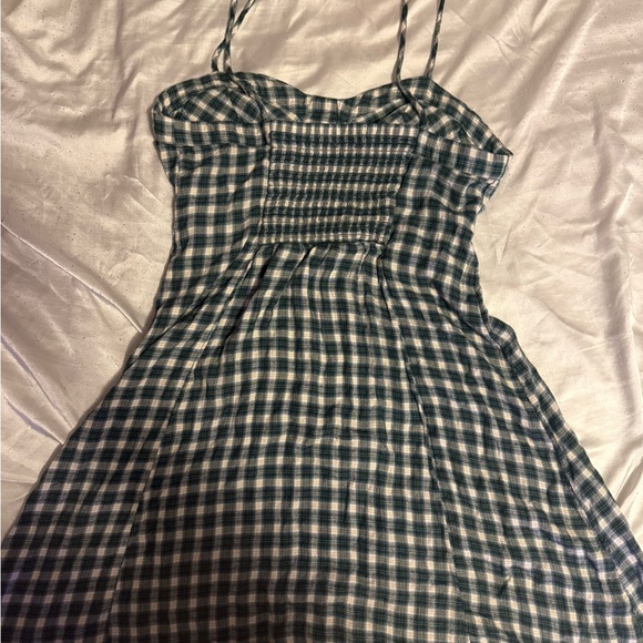 American Eagle Outfitters Green Plaid Mini Dress - Picture 2 of 3
